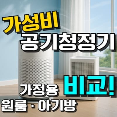 공기청정기 추천, 가성비 좋은 원룸, 아기방, 신생아용 모델을 중심으로 가정용 성능 비교 순위를 담은 이미지